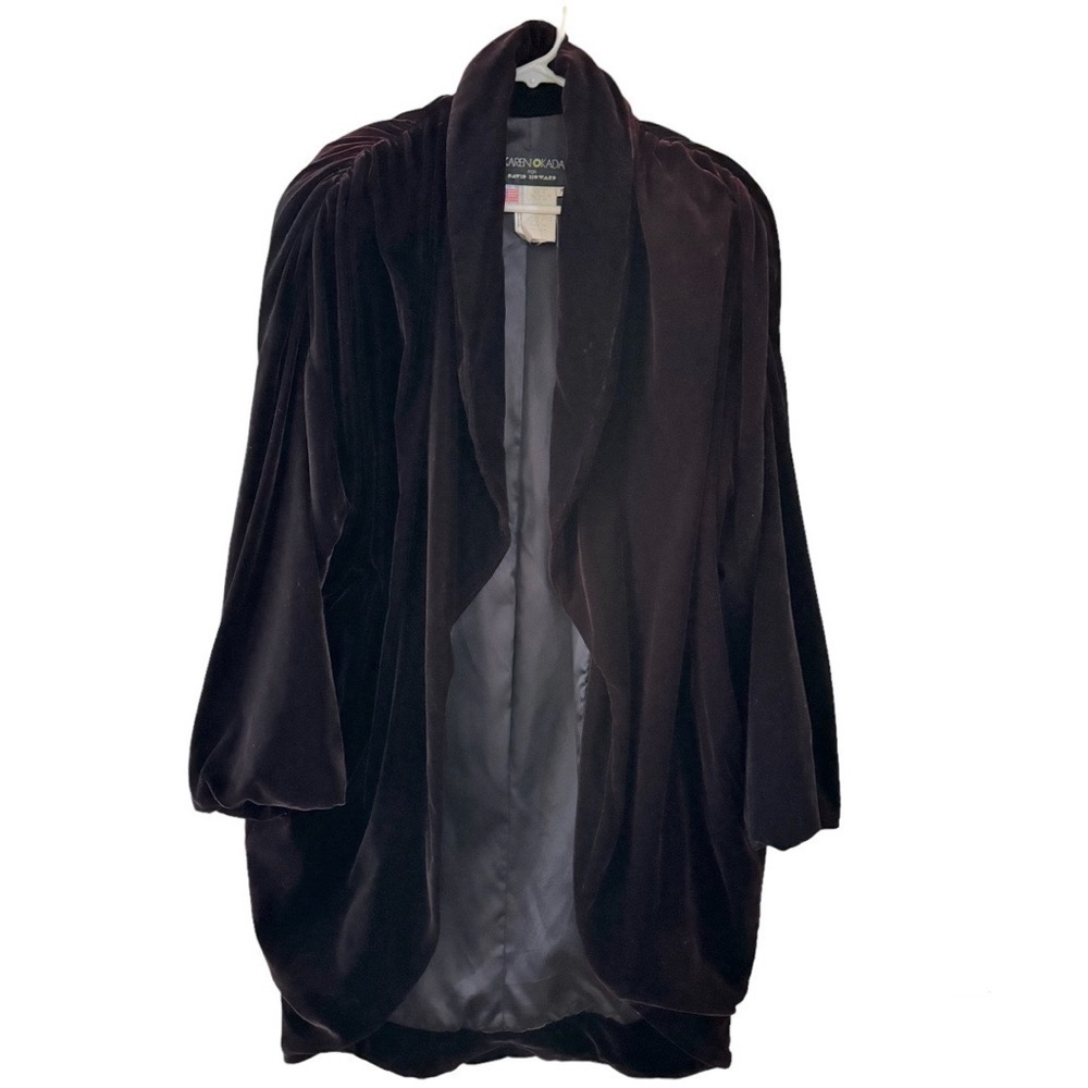 Vintage Karen Okada For David Howard Iridescent Velvet Waterfall Coatigan Med